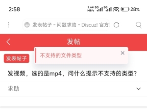 发视频，选的是mp4，问什么提示不支持的类型？